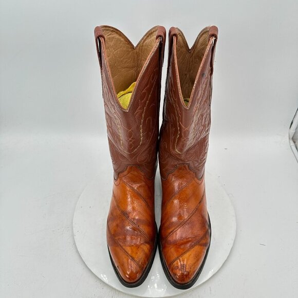 Villano Men Size Mex 28.5 US 10 Brown Colorblock Leather Pull On Western Boot - Picture 3 of 14